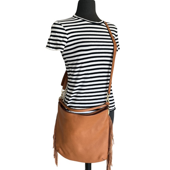 REBECCA MINKOFF Pebbled Leather Shoulder and/or crossbody bag fringe detail Boho - Picture 2 of 13